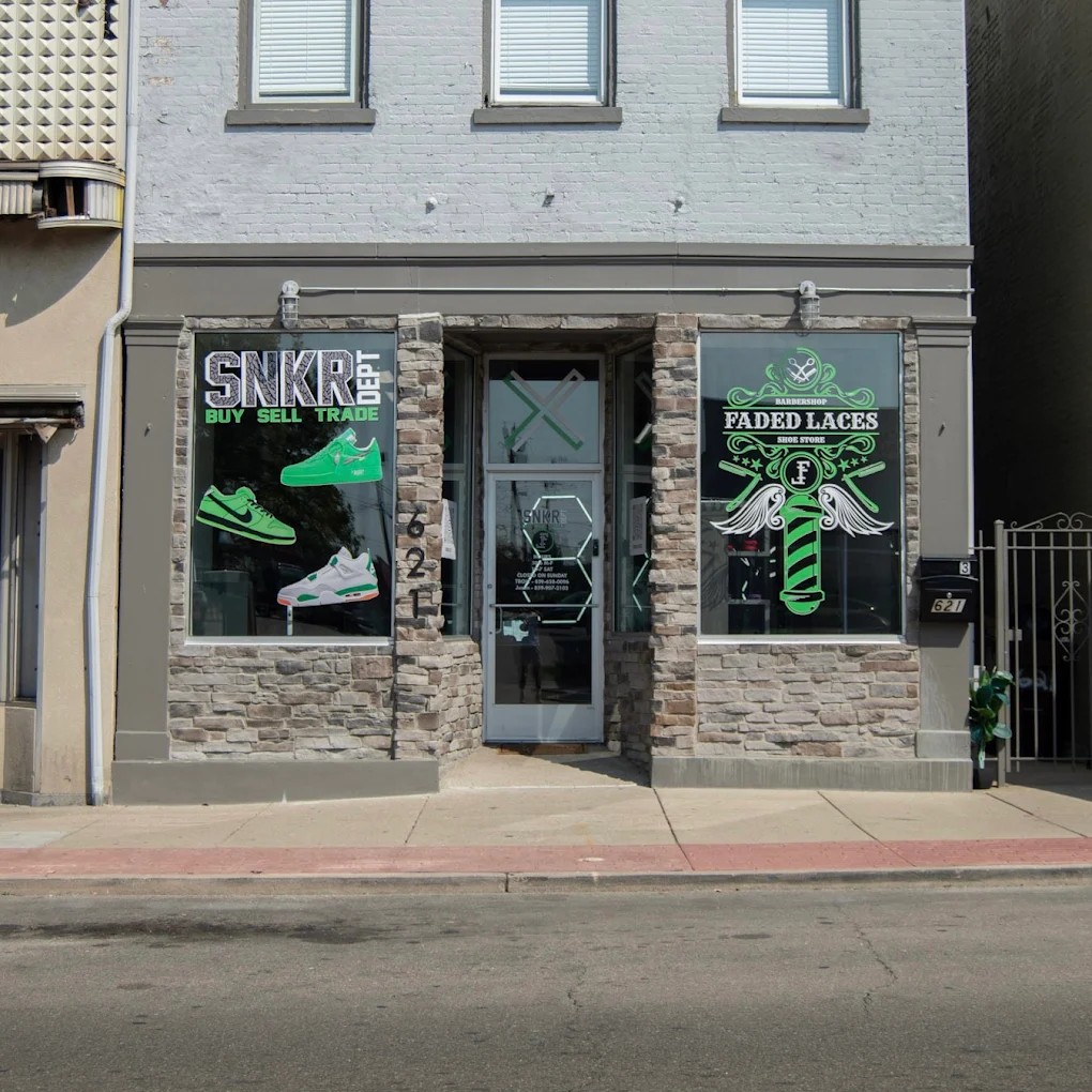 Faded Laces and SNKR DEPT storefront in Newport, KY