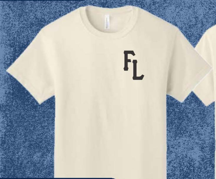 Faded Laces white t-shirt with FL logo, It's Just the Beginning